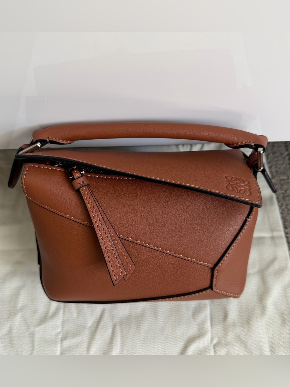 Loewe Mini Puzzle Edge bag in classic calfskin Tan